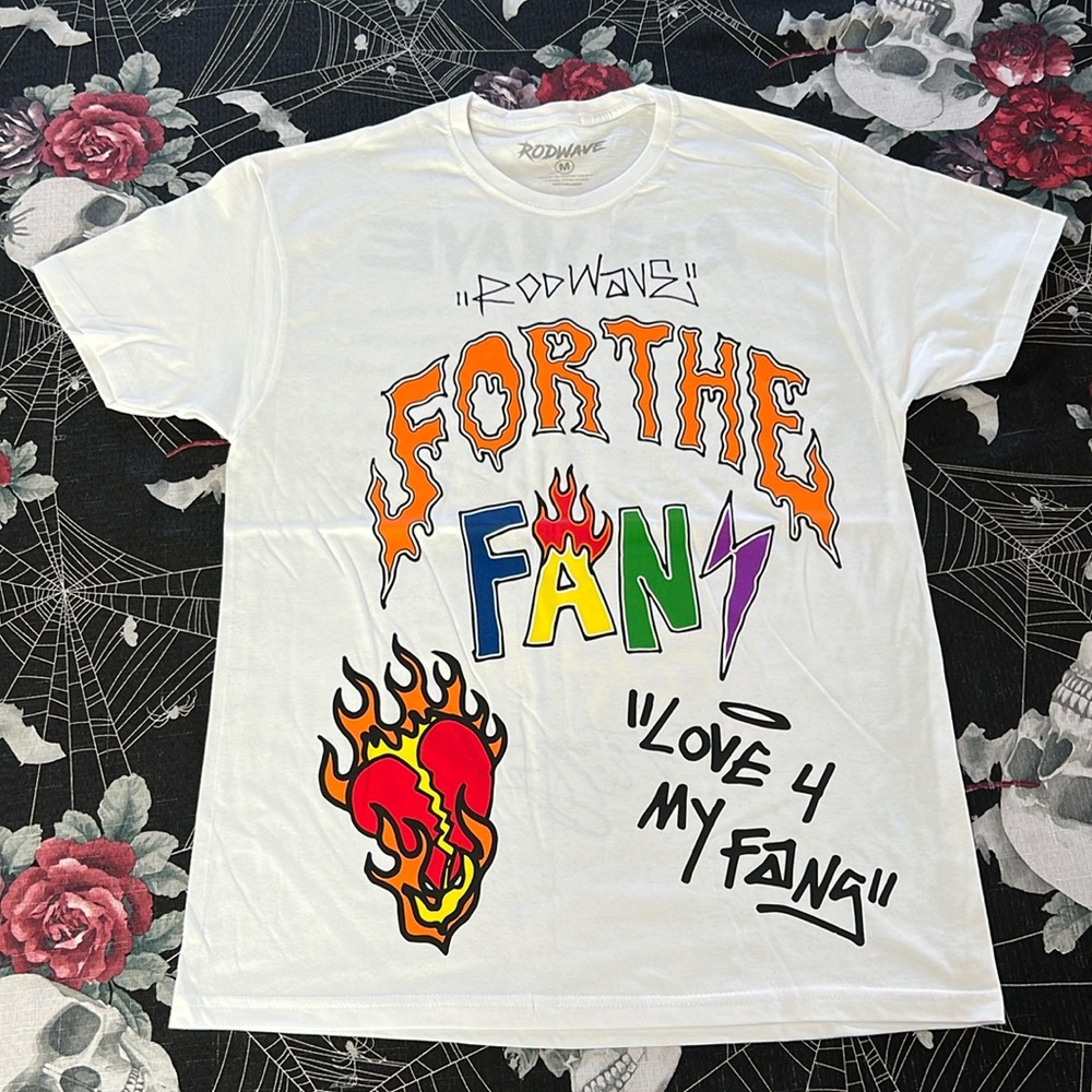 NWOT 2022 ROD WAVE FOR THE FANS TOUR SHORT SLEEVE WHITE T-SHIRT SZ MENS M OR XXL